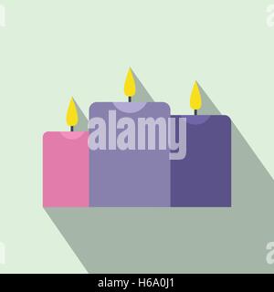 Burning candles flat icon Stock Vector
