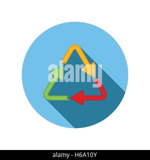 Arrows different colors in triangle flat icon Stock Vector