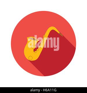 Saxophone flat icon Stock Vector