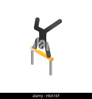 Gymnast training  on the bar isometric 3d icon Stock Vector