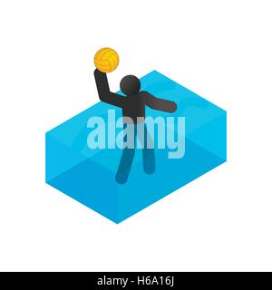 Swimmer playing water polo isometric 3d icon Stock Vector