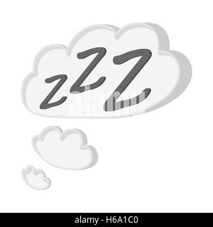 White cloud with ZZZ cartoon icon Stock Vector