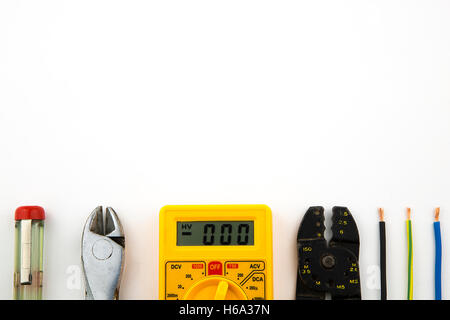 overhead of a electrician equipment Stock Photo