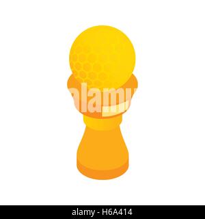 Golden trophy with golf ball isometric 3d icon Stock Vector