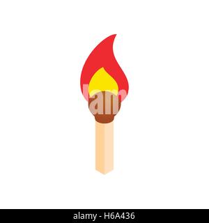 Burning match isometric 3d icon Stock Vector