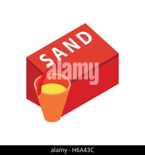 Box for sand to fire safety with bucket icon Stock Vector