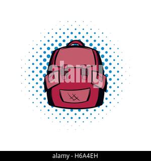 Backpack school comics icon Stock Vector