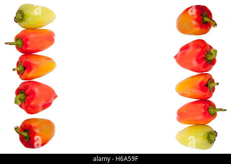 red and yellow peppers isolated on white background Stock Photo