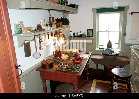 Interior kitchen of the The Green Gables heritage house, Cavendish, Prince Edward Island, Canada Stock Photo