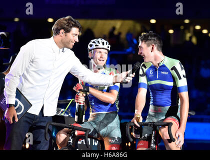 LONDON, ENGLAND - 25 October, 2016: Moritz Augenstein (GER) & Austria's Stefan Mastaller took the 40Km Madison 1878 Cup during 2016 Six Day London on Day one at Lee Valley VeloPark. Credit:  Taka Wu/Alamy Live News Stock Photo