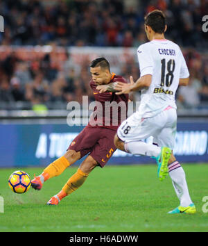 Stadium Olimpico, Rome, Italy. 23rd Oct, 2016. Serie A football league. AS Roma versus Palermo. Leandro Paredes shooting © Action Plus Sports/Alamy Live News Stock Photo