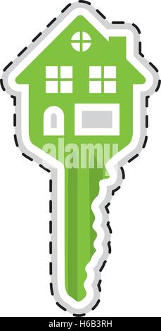 house shaped key icon image Stock Vector