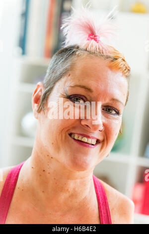 Artist Alison Lapper at home in Shoreham-by-Sea. Stock Photo