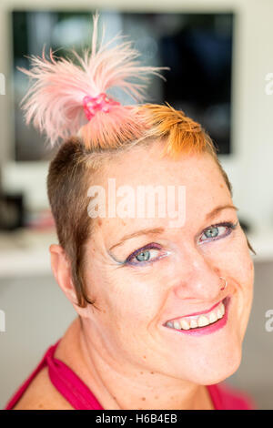 Artist Alison Lapper at home in Shoreham-by-Sea. Stock Photo