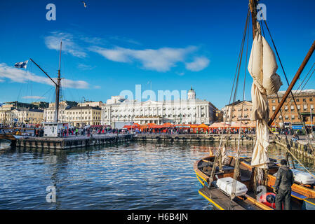 view of sailing boats in helsinki city harbor port in finland Stock Photo