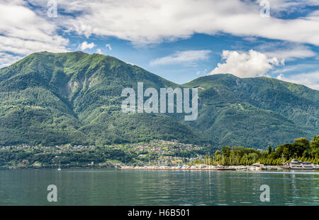 View over Lago Maggiore at Locarno, Ticino, Switzerland Stock Photo