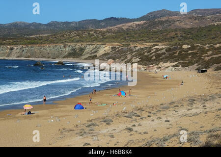 Protected area around turtle nest sites at Lara beach on the Akamas Peninsula, Republic of Cyprus Stock Photo