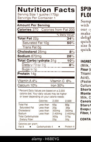 The federally-required nutrition label on packaged food gives a grocery customer important health information. Stock Photo