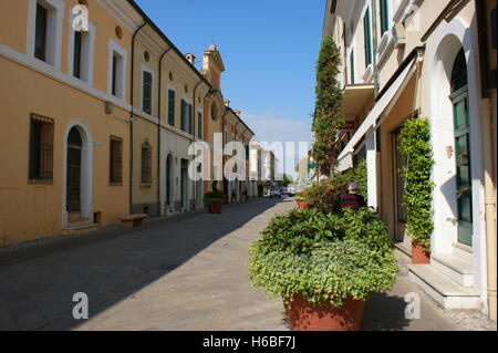 Italy, Emilia Romagna, Cervia. Street in the old town. Stock Photo