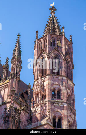 Ornate secondary tower on Freiburg Minster, Freiburg im Breisgau, Germany Stock Photo