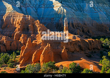 In this shot the late-afternoon sunlight lights up a red rock formation at  Kodachrome Basin State Park Utah, USA. Stock Photo