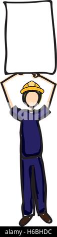 construction engineer holding blank sign cartoon icon image vector ...