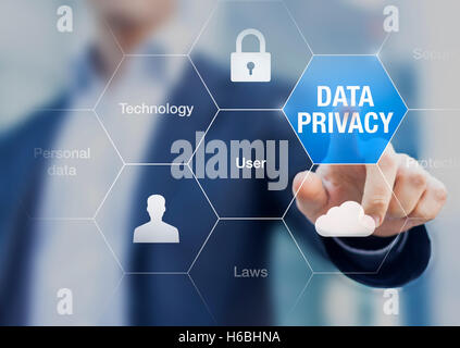 Data privacy enable to protect personal data on internet while providing technology services to users Stock Photo