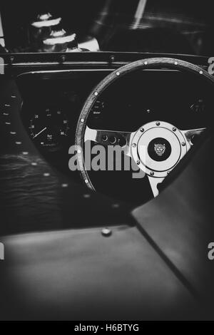 1977 Jaguar D Type replica car. Vintage monochrome filter Stock Photo