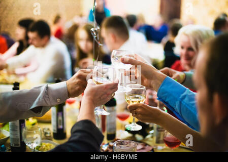 hands with glasses Stock Photo