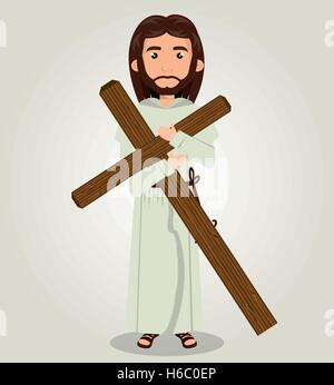 Jesus christ carrying cross design Stock Vector