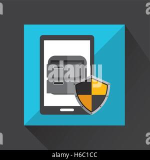smartphone cartoon file cabinet security icon Stock Vector