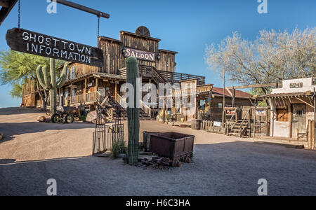 Old saloon, gallery and jail in Goldfield Ghost town Stock Photo