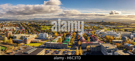 Panorama of Reykjavik in Iceland viewed from  the top of Hallgrimskirkja church Stock Photo
