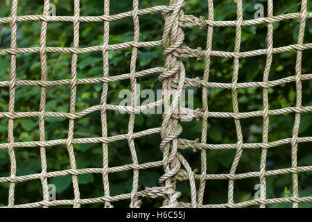 Net braided from ropes. Background texture. Stock Photo