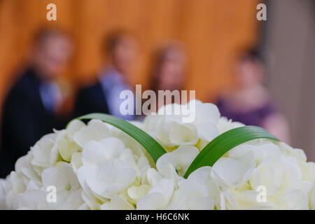 Hydrangea bouquet being used on a wedding day Stock Photo