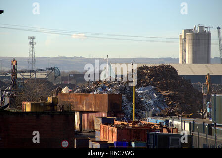 scrap yard  south street  Whiteinch Glasgow Clydeside site of recent explosion blast preparing scrap for transport by ship Stock Photo