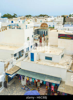 The old town with the white walls and roofs is seen from the Kashbah's rampart Stock Photo