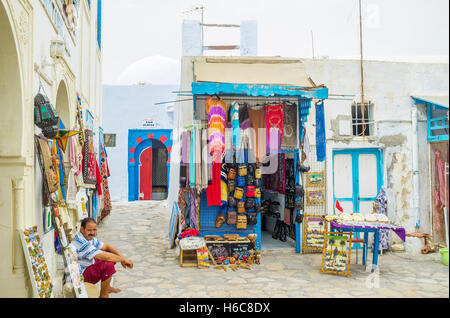 The arabic market offers the colorful clothes, different souvenirs and accessories Stock Photo