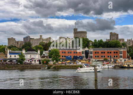 The skyline of Windsor Town across river Thames in Berkshire county, England. Stock Photo