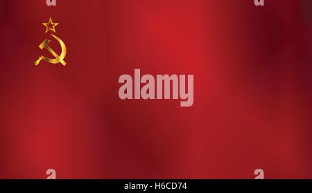 Hammer and Sickle in gold set on a Russian Flag Stock Vector