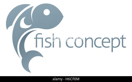 A conceptual illustration of a fish icon with space for text Stock Photo