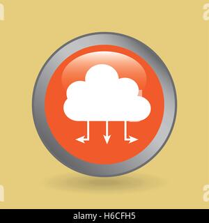 silhouette head cloud data connected icon graphic Stock Vector