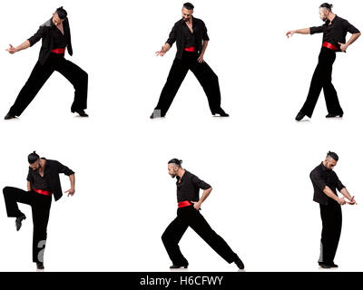 Spanish dancer in various poses on white Stock Photo