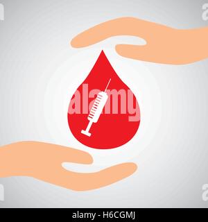 hands care medical syringe icon design Stock Vector