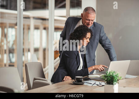 Discussing online business options Stock Photo