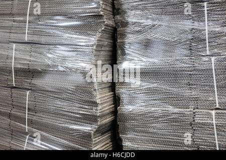 corrugated cardboard packaging in cellophane Stock Photo