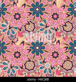 Unique hand drawn abstract vector floral background. Seamless pattern. Stock Vector