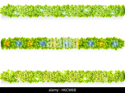 Set of Christmas garlands fir branches with glowing elements Stock Vector