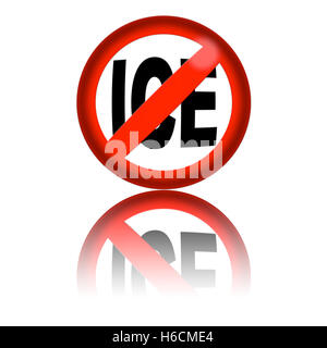 3D sphere no ice sign with reflection Stock Photo