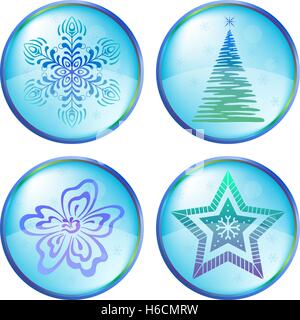 Christmas icons buttons Stock Vector